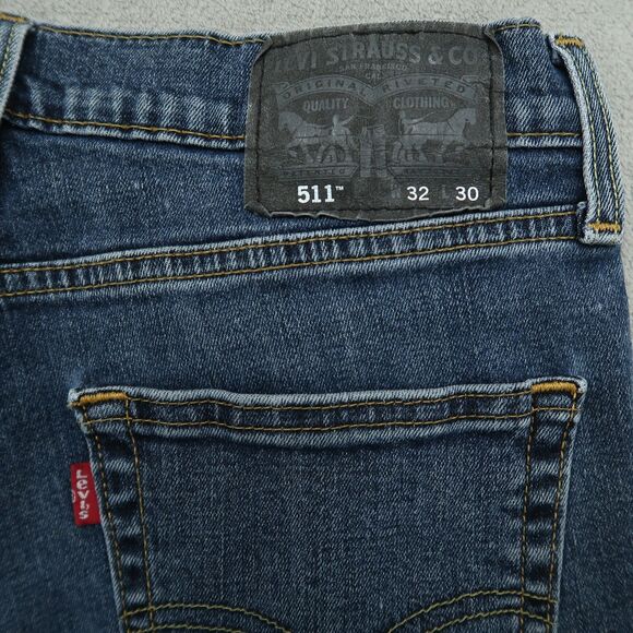 Levi's 511 Jeans Mens Fits 30x29 (Size 32x30) Blue Slim Stretch Denim Shrinkage - Picture 6 of 16